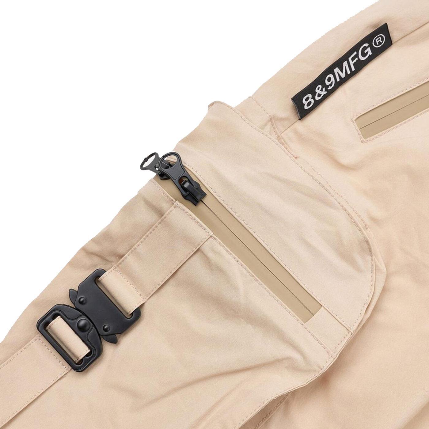 Combat Nylon Shorts (Cream) Side | 8&9 Clothing