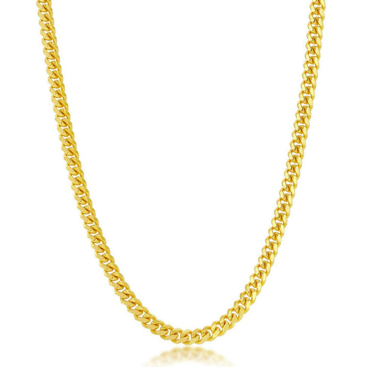 Sterling Silver 4mm 'Solid' Miami Cuban Chain - Gold Plated | USW