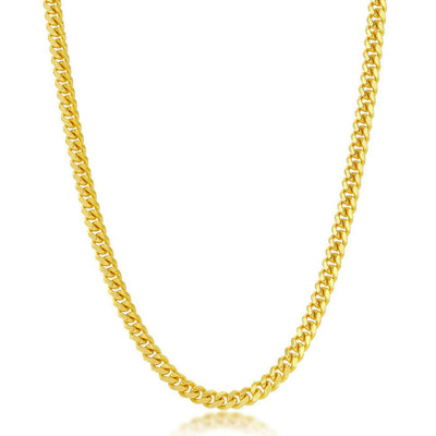 Sterling Silver 4mm 'Solid' Miami Cuban Chain - Gold Plated | USW