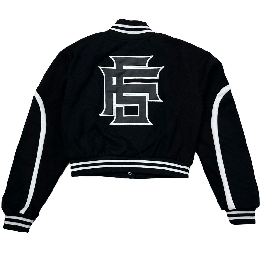 Hustle Gang Crop Varsity Jacket (Black)