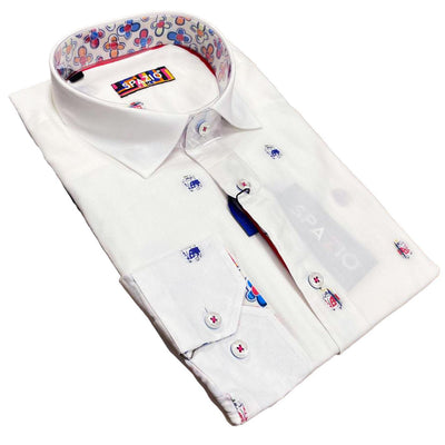 Flower Bus Long Sleeve Button Up (White) | Spazio Clothing