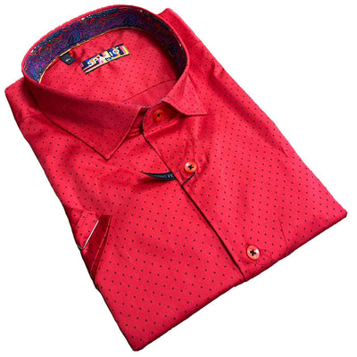 Dot Style Button Up Shirt (Red) | Spazio Clothing